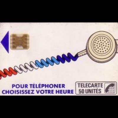 Telefonkarte Frankreich, Pour Téléphoner choisissez votre Heure, weiß, 50