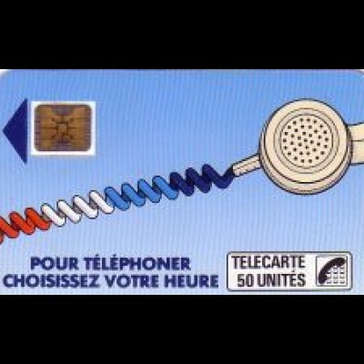 Telefonkarte Frankreich, Pour Téléphoner choisissez votre Heure, blau, 50