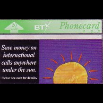 Telefonkarte Großbritannien, Save money ..., Sonne, 20