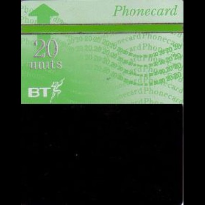 Telefonkarte Großbritannien, grüne Karte, Rückseite ohne Schrift, 20