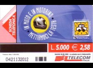 Telefonkarte Italien, In Moto e in Motorino - Mettiamoci la Testa, 5000/2,58
