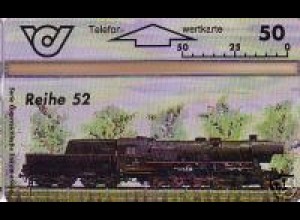 Telefonkarte Österreich, Lokomotiven, Dampflok Reihe 52, 50