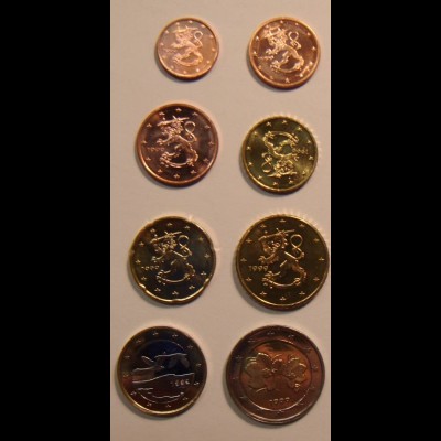 Finnland Satz Euromünzen 1c bis 2 € (8 Münzen) 1999