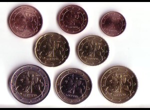 Litauen Satz Euromünzen 1c bis 2 € (8 Münzen) 2015