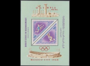 Aden Qu'aiti State Mi.Nr. Block 24A Olympia 1968 Mexiko, Laufen+Skulptur Diskus 
