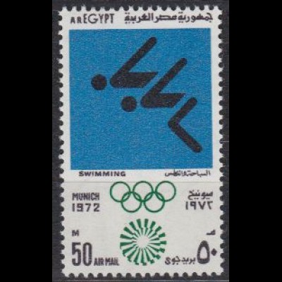 Ägypten Mi.Nr. 575 Olympia 1972 München, Piktogramm Schwimmen (50)