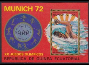 Äquatorialguinea Mi.Nr. Block 17 Olympia 1972 München, Schwimmen Freistil 