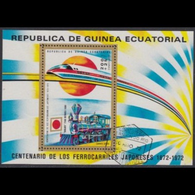 Äquatorialguinea Mi.Nr. Block 31 100 J.jap. Eisenbahnen, Hikari, Einschienenbahn