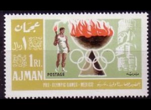Ajman Mi.Nr.192A Olympia 68, Olymp.Flamme, Läufer mit Fackel (1 R)