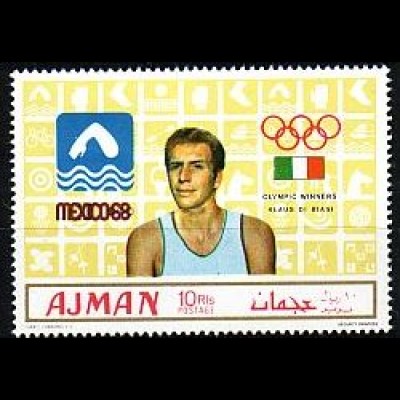 Ajman Mi.Nr.450A Olympia 68, Schwimmen, Sieger Dibiasi, Italien (10 R)
