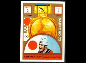 Ajman Mi.Nr.1659B Olympia 72, Skispringen, Sieger Kasaya, Japan (5 R)