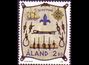 Aland Mi.Nr. 144 Pfadfinderwesen, Segelschiff und Pfadfindersymbole (2.80M)