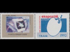 Albanien Mi.Nr. 2530 Zf Europa 93, Zeitgen.Kunst, Gemälde v.Edi Hila (7+Zf)