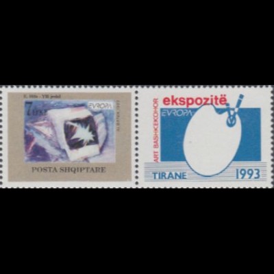 Albanien Mi.Nr. 2530 Zf Europa 93, Zeitgen.Kunst, Gemälde v.Edi Hila (7+Zf)