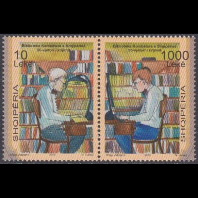 Albanien Mi.Nr. Zdr.3329-30 90Jahre Staatsbibliothek (waager.Paar)