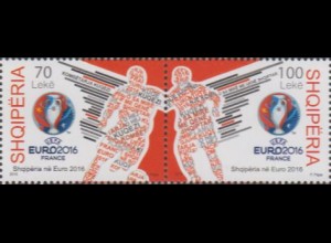 Albanien MiNr. Zdr.3520-21 Fußball-EM 2016 Frankreich (2 Werte)