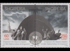 Albanien MiNr. Zdr.3558-59 Tag d.Migranten, Schiffsrumpf, Freiheitsstatue (2 W.)