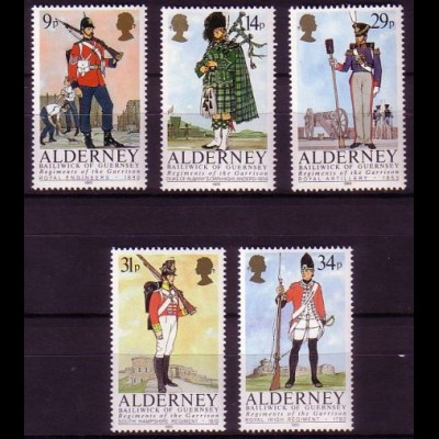 Alderney Mi.Nr. 23-27 Historische Uniformen (5 Werte)