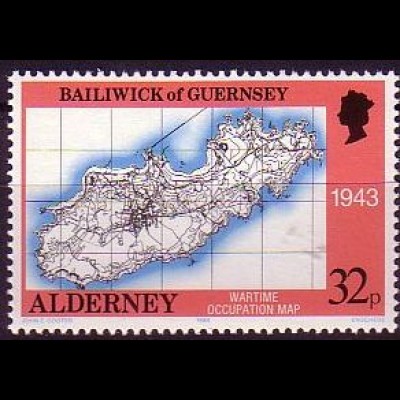 Alderney Mi.Nr. 40 Landkarte aus dem Jahr 1943 (32)