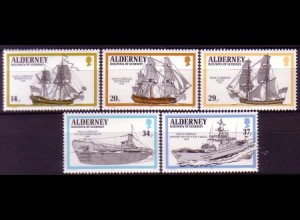 Alderney Mi.Nr. 43-47 Kriegsschiffe der englischen Flotte (5 Werte)