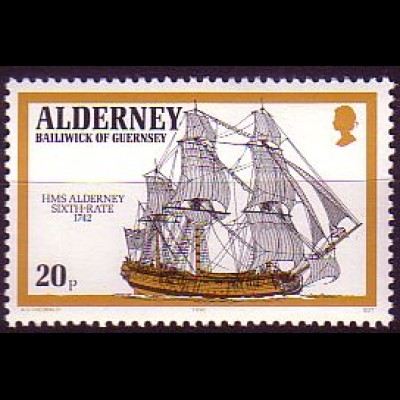 Alderney Mi.Nr. 44 Kriegsschiff 6. Klasse (20)