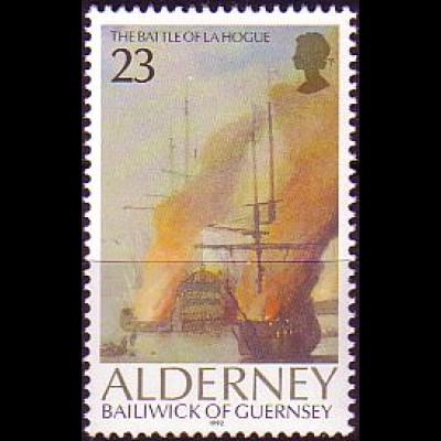 Alderney Mi.Nr. 55 Seeschlacht von La Hogue, Gemälde v. P. Monamy (23)