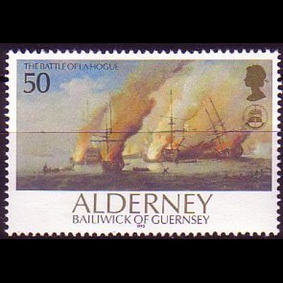 Alderney Mi.Nr. 58 Seeschlacht von La Hogue, Gemälde v. P. Monamy (50)