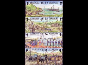 Alderney Mi.Nr. 4 Zdr. 108-15 Historische Entwicklung Alderneys (4 Paare)