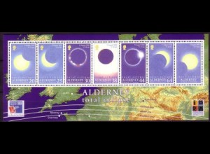 Alderney Mi.Nr. Block 6 Phasen der Sonnenfinsternis 11.8.89 auf Alderney