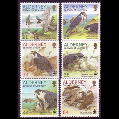 Alderney Mi.Nr. 145-50 A Wanderfalken (6 Werte)