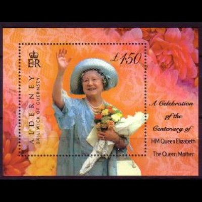 Alderney Mi.Nr. Block 8 100. Geburtstag von Königinmutter Elisabeth