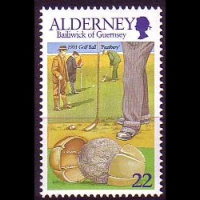 Alderney Mi.Nr. 173 Golfball aus Federn (22)