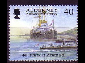 Alderney Mi.Nr. 185 Schlachtschiff HMS "Majestic" au Reede (40)