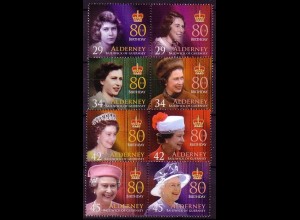Alderney Mi.Nr. Zdr.272-79 80. Geburtstag Königin Elisabeth II. (4 Paare)