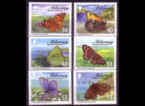 Alderney Mi.Nr. 320-25 Schmetterlinge (6 Werte)