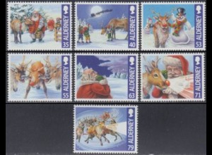 Alderney Mi.Nr. 483-89 Weihnachten, Rudolf, das Rentier (7 Werte)