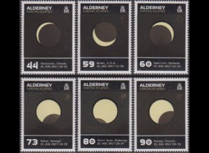 Alderney MiNr. 585-90 Sonnenfinsternis am 21.8.2017 (6 Werte)