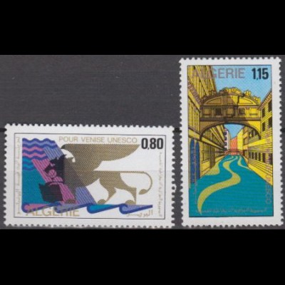 Algerien Mi.Nr. 579-80 UNESCO, Rettet Venedig, Löwe + Seufzer-Brücke (2 Werte)