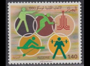 Algerien Mi.Nr. 754 Olymp. Sommerspiele Moskau, Olymp. Ringe + Sportarten (1,40)