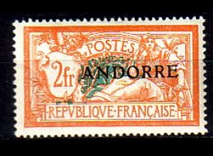 Andorra frz. Mi.Nr. 19 Freim. Franz. Marke Mi.Nr.139 m. Aufdruck ANDORRE (2 Fr)