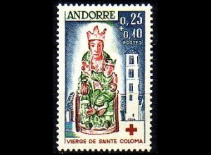 Andorra frz. Mi.Nr. 190 Rotes Kreuz, Madonna von Santa Coloma (0,25+0,10)