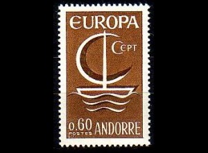 Andorra frz. Mi.Nr. 198 Europa 66, stilis. Boot mit Segel und CEPT (0,60)