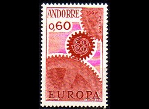 Andorra frz. Mi.Nr. 200 Europa 67, Zahnräder mit CEPT Emblem (0,60)