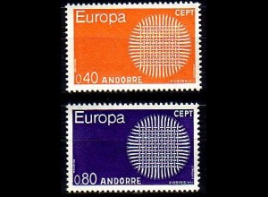 Andorra frz. Mi.Nr. 222-23 Europa 70, Flechtwerk als Sonnensymbol (2 Werte)