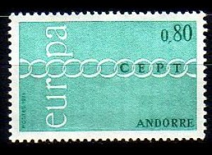 Andorra frz. Mi.Nr. 233 Europa 71, Brüderlichkeit durch Kette symbolis. (0,80)