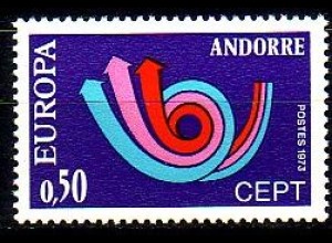 Andorra frz. Mi.Nr. 247 Europa 73, Stilis. Posthorn (0,50)