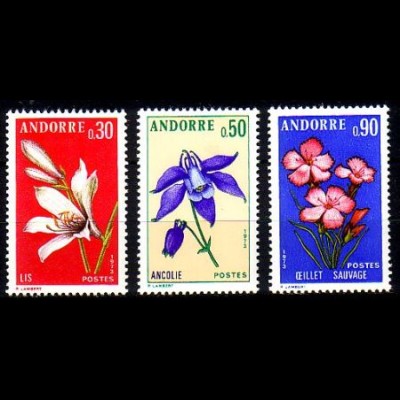 Andorra frz. Mi.Nr. 250-52 Blumen (3 Werte)