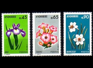 Andorra frz. Mi.Nr. 255-57 Blumen (3 Werte)