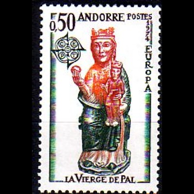 Andorra frz. Mi.Nr. 258 Europa 74 Skulpturen, Madonna von Pal (0,50)