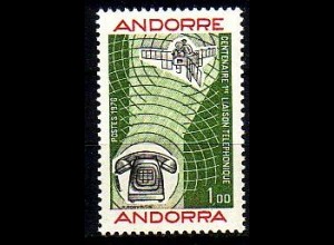 Andorra frz. Mi.Nr. 273 100 Jahre Telefon, Tischtelefon + Satellit (1)